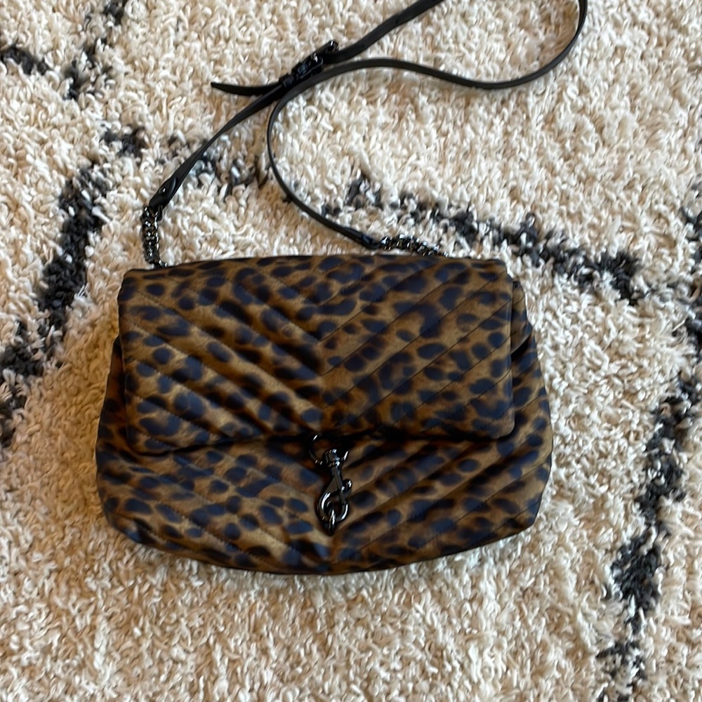 Rebecca Minkoff Edie Nylon Jumbo Flop Leopard Shoulder Bag